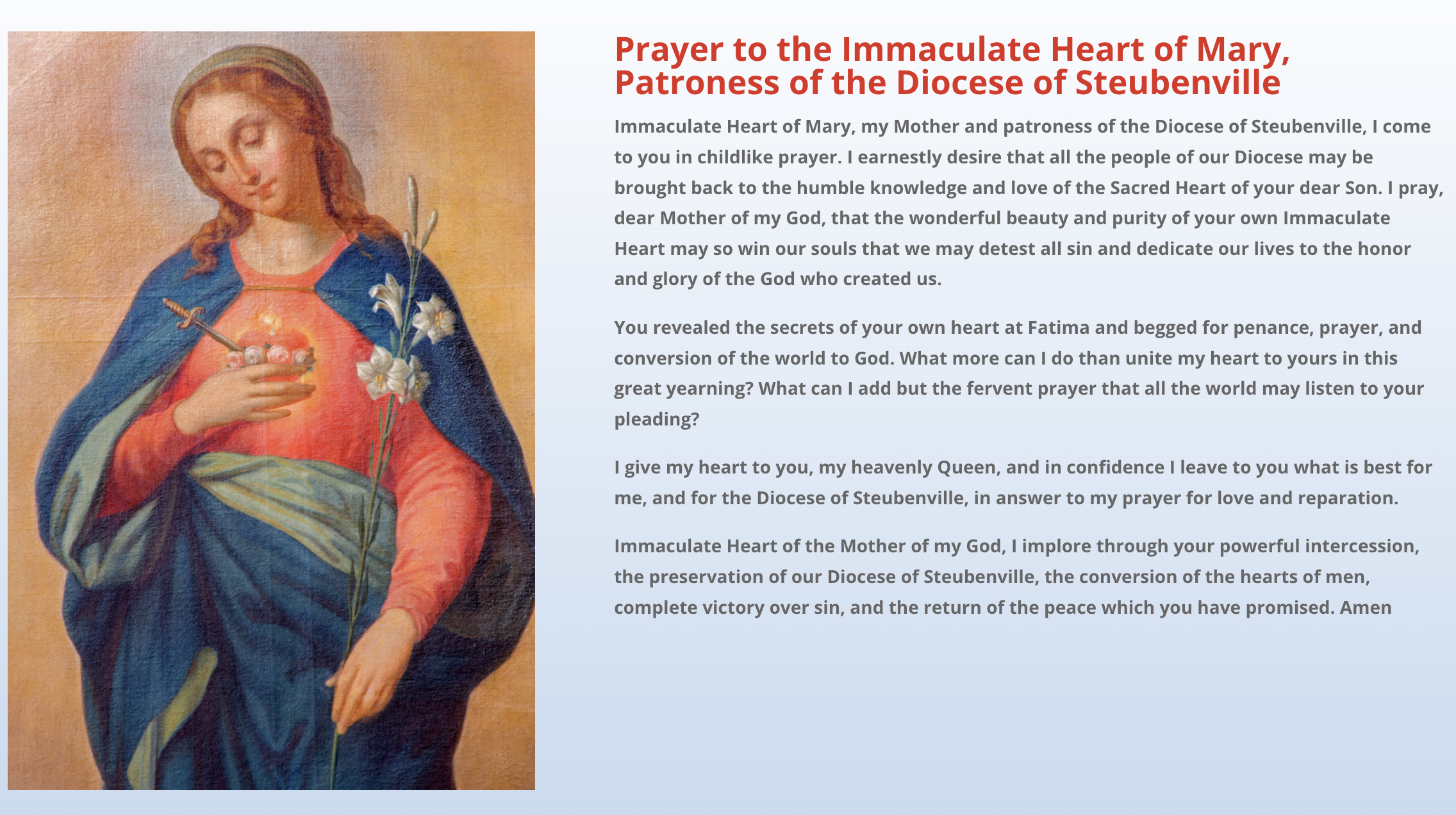 Prayer to the Immaculate Heart for the Diocese of Steubenville
